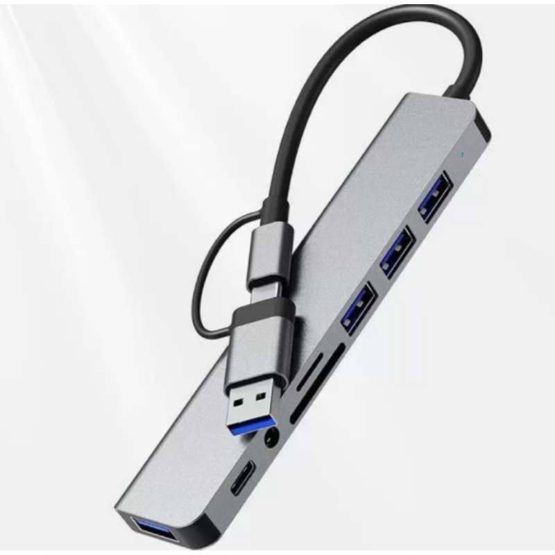 Laptop Accessories Hub - Многофункциональный USB-хаб 8-в-1 с двумя портами