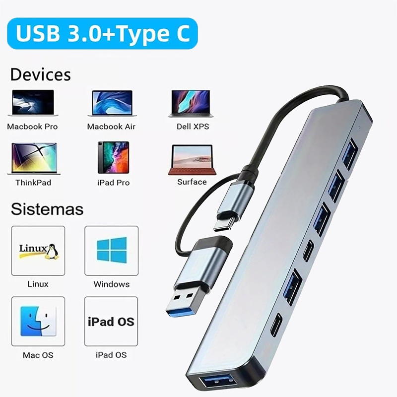 Laptop Accessories Hub - USB-хаб 2-в-1 с 7 портами USB