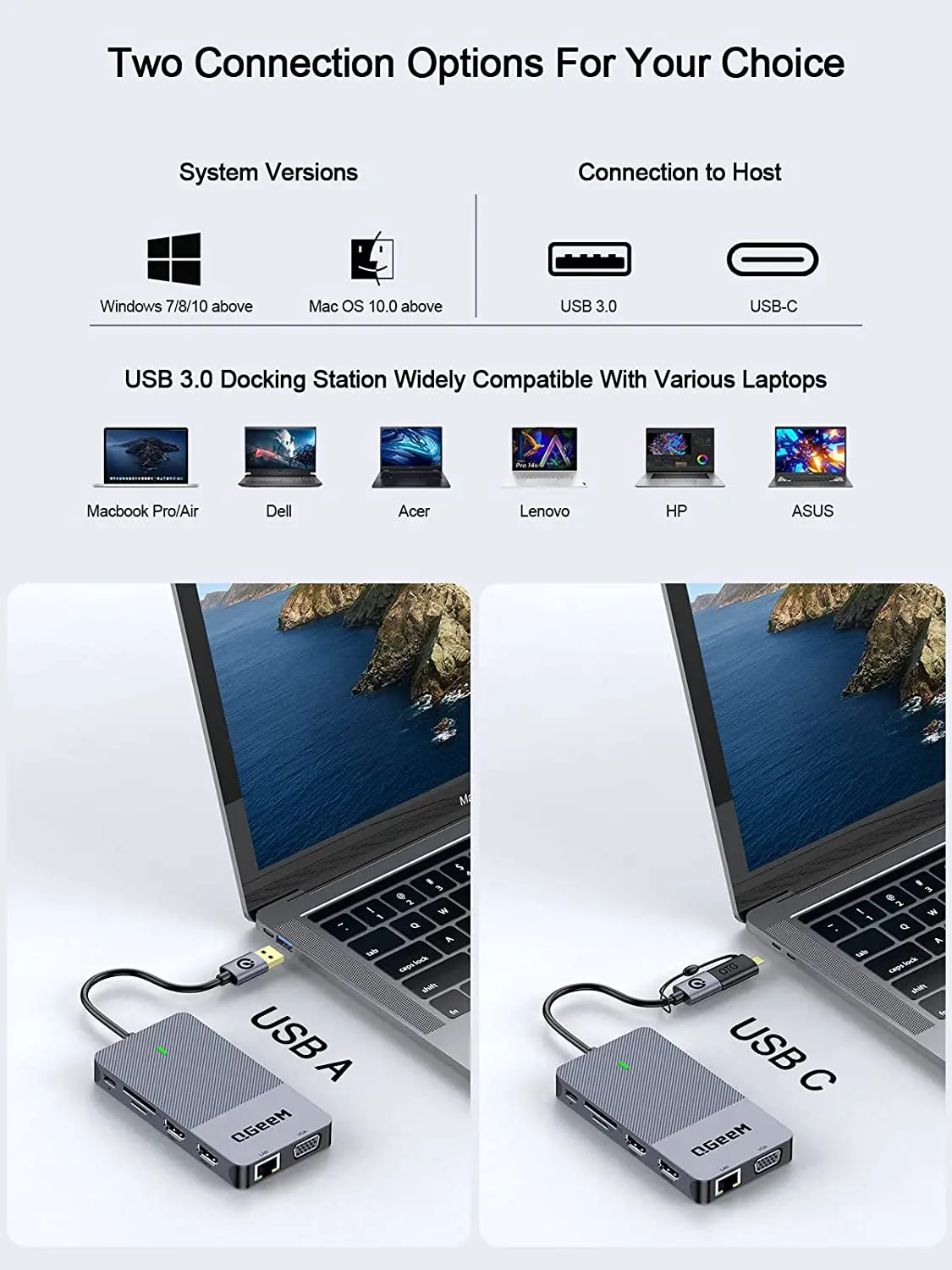 Док-станция QGeeM USB 3.0, USB – обзор и цена Laptop Accessories Hub